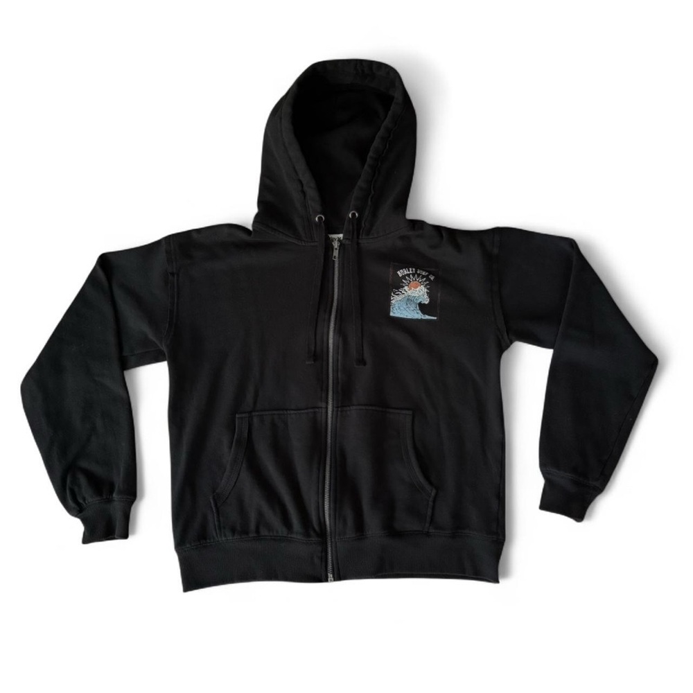 Hurley Surf Co. Black Graphic Printed Full Zip Hoodie Sweatshirt Jacket Medium - Picture 3 of 7